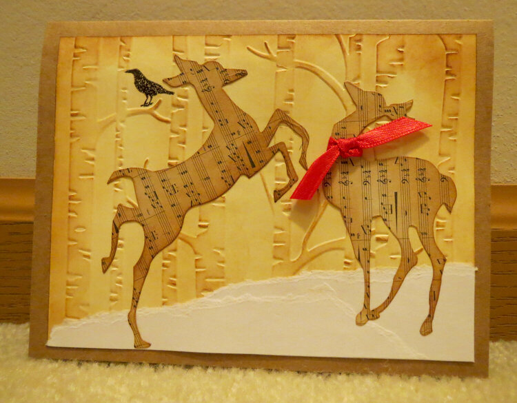 Christmas Card with Deer and Snow