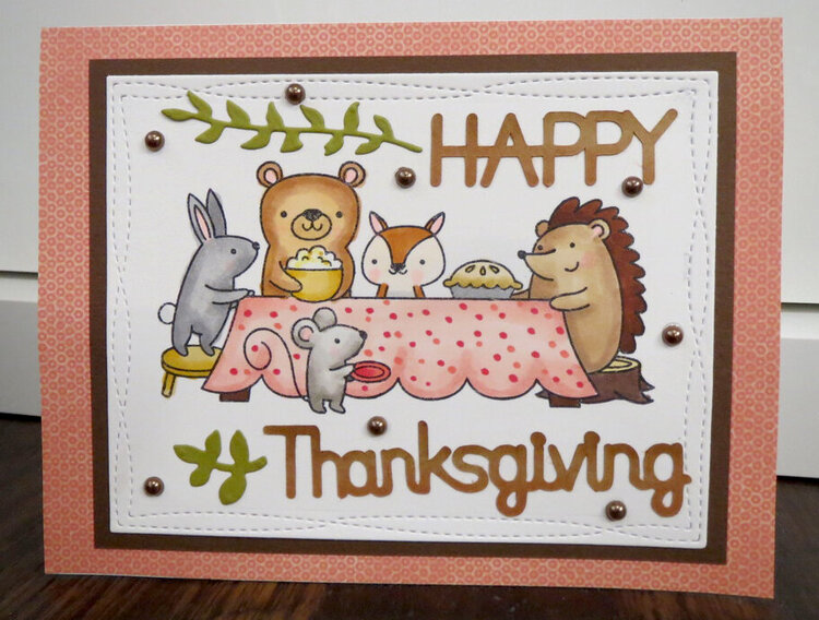 Critters feasting Thanksgiving card 3