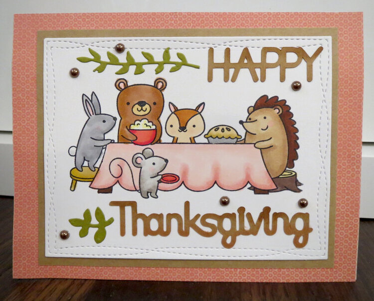 Critters feasting Thanksgiving card 2
