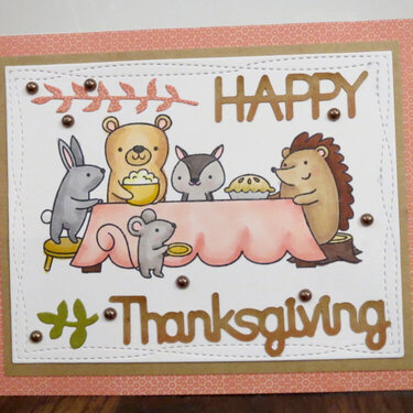 Critters feasting Thanksgiving card 1