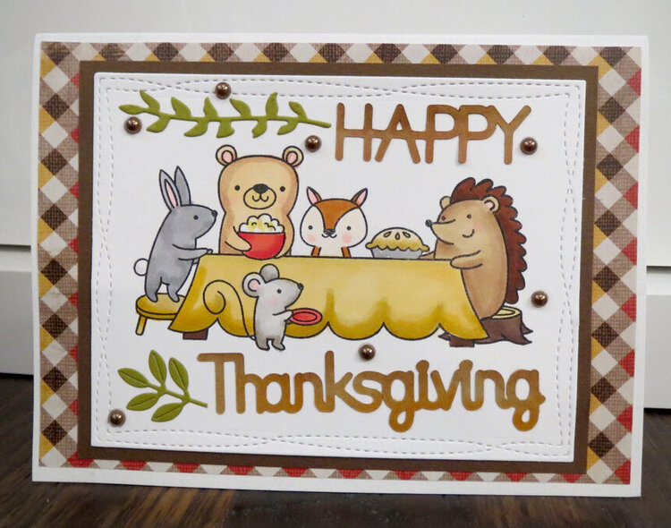 Critters feasting Thanksgiving card 4