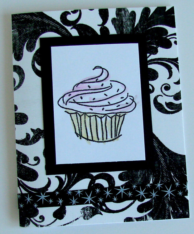 Cup Cake card with black and white