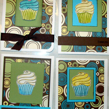 Cup Cake green and teal cards