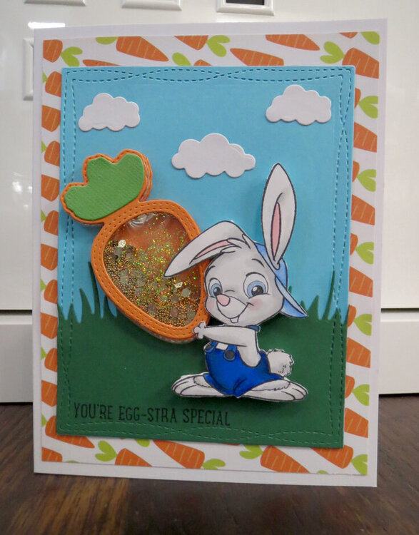 Easter Shaker card with bunny 1