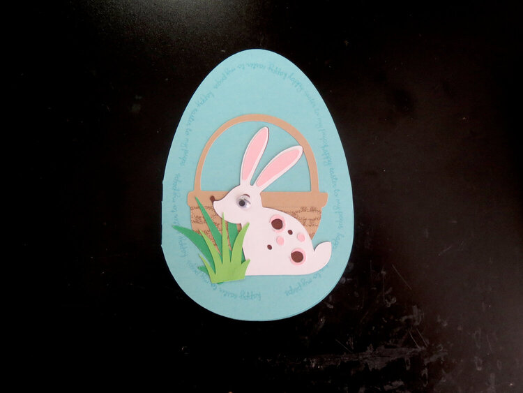 Bunny and Basket on Egg Easter Card