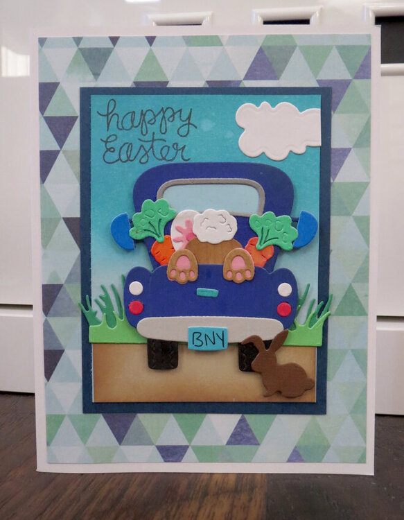 blue truck Easter card