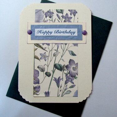 Happy Birthday Card in Purple, ecru and green