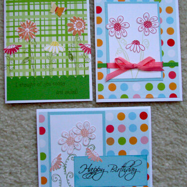 Flower cards with plaid and polka dots