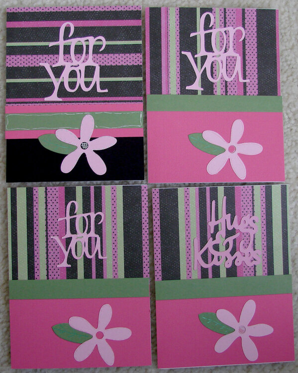 Black, Pink and Green Cards with flower for Operation Write Home