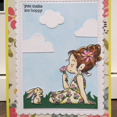 Spring card girl with Bunny 1