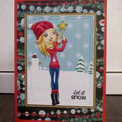 Christmas girl card - blonde