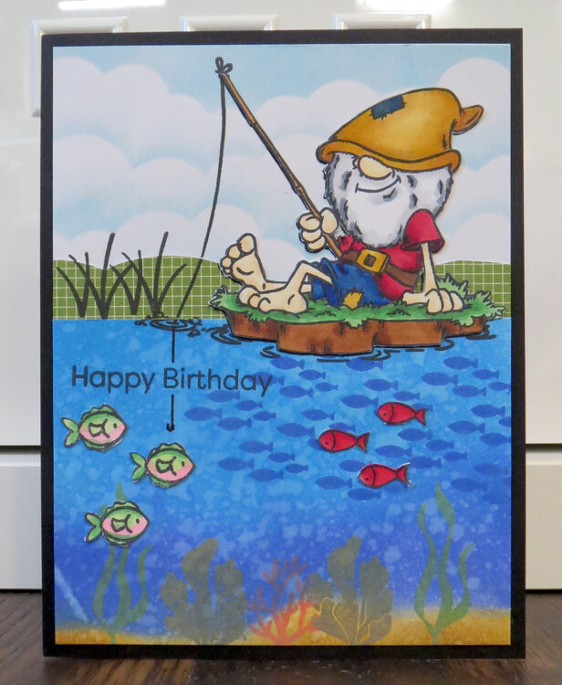 Fishing Gnome Birthday Card
