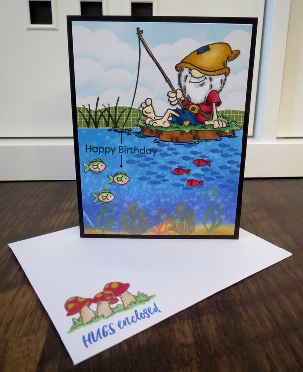 Fishing Gnome Birthday Card with envelope