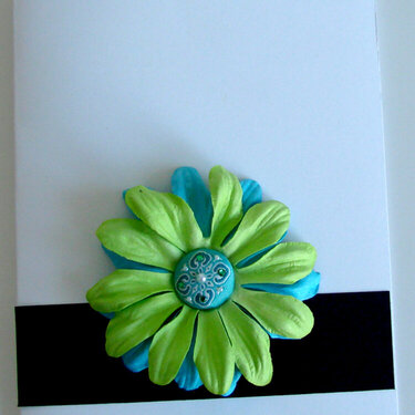 White Card with Black stripe and flower