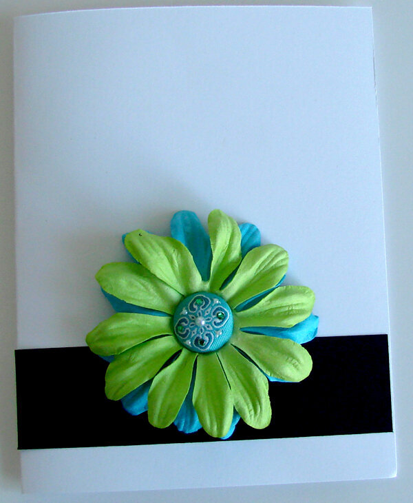 White Card with Black stripe and flower