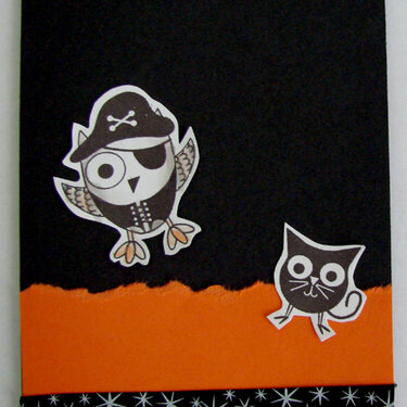 Halloween card with pirate and cat