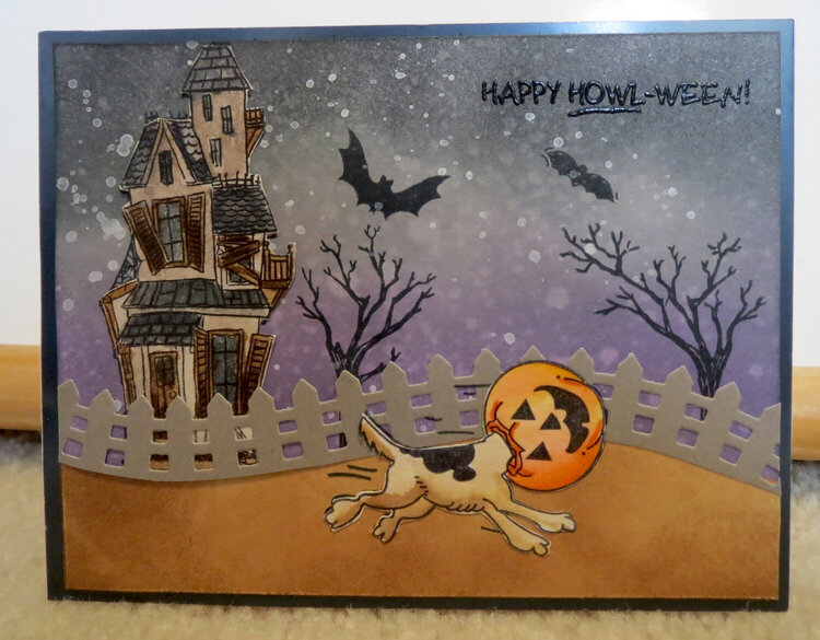 Haunted House with Dog Card 1