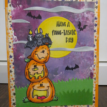 Bat and Pumpkins Halloween Card 1