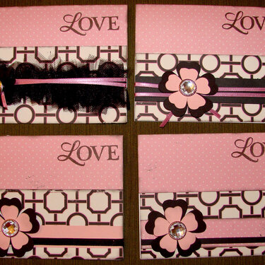 Pink and Black Love cards for Operation Write Home