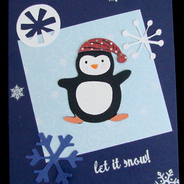Penguin Card with Let It Snow and Snowflakes