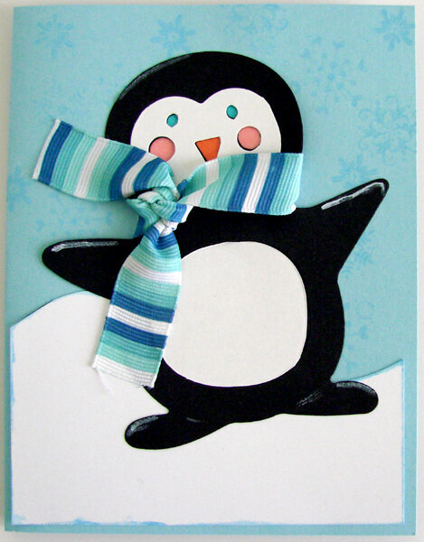 Penguin with stripped scarf Christmas 2008 Card