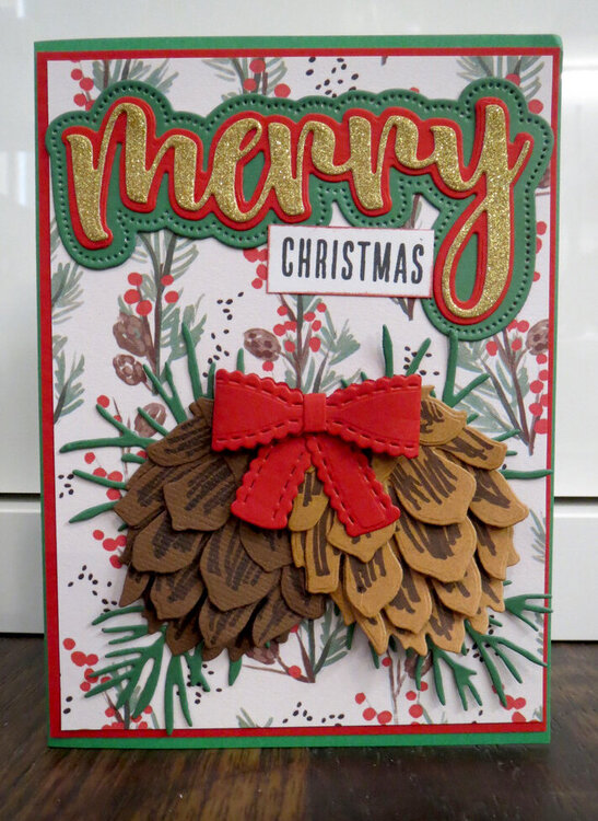 Gold Pinecone Christmas Card 1