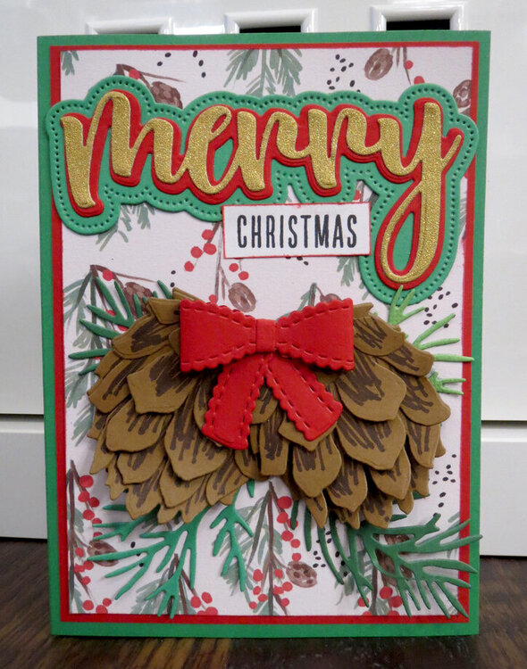 Gold Pinecone Christmas Card 2