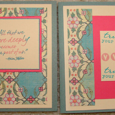 Pink and green Love themed cards