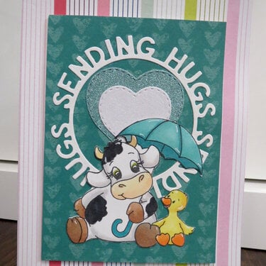 Cow and Chick Spring Sending Hugs card