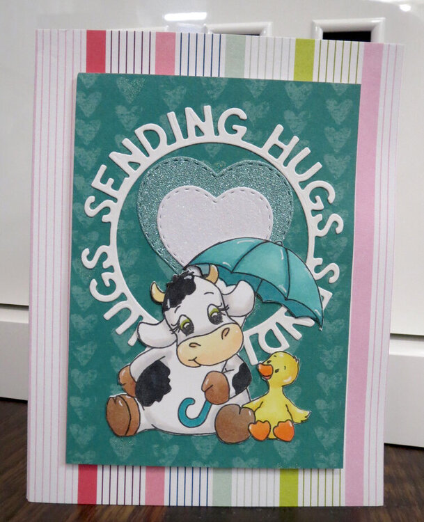 Cow and Chick Spring Sending Hugs card