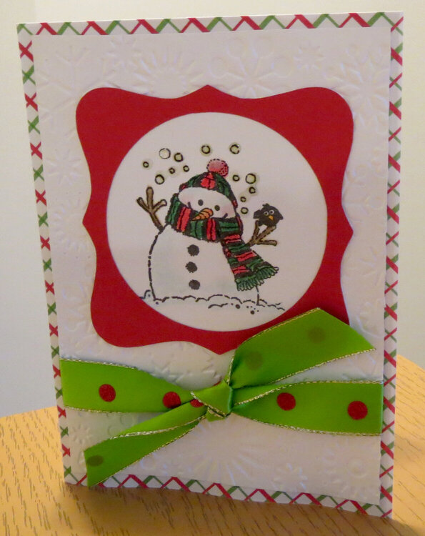 Snowman card with bow 2