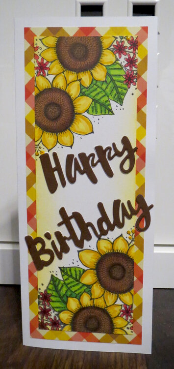 Sunflower Slimline Birthday card 2