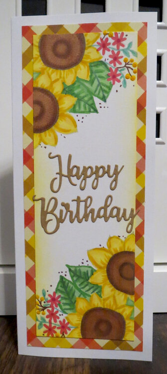 Sunflower Slimline Birthday card 1