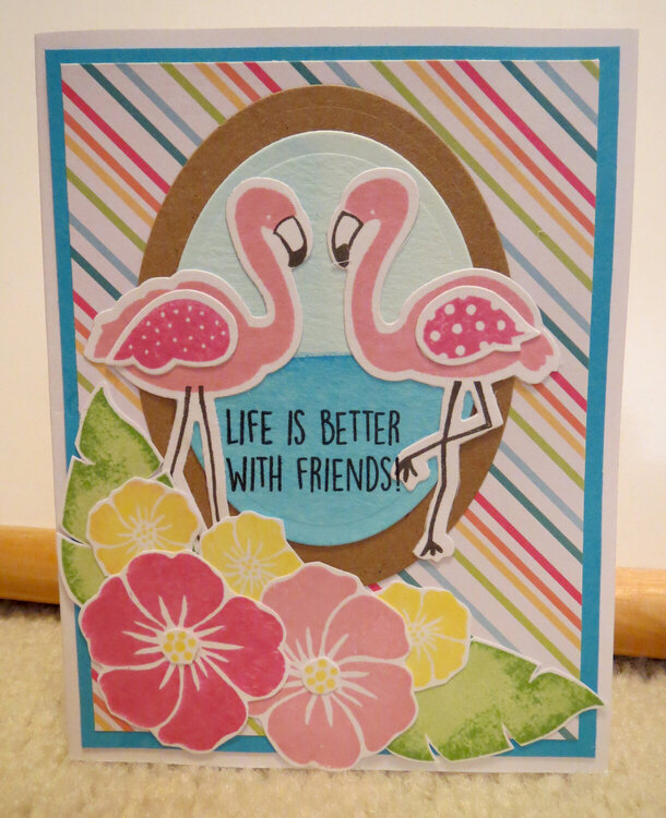 Card for friend  - Flamingos 2