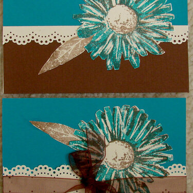 Teal and Brown flower cards for operation Write Home