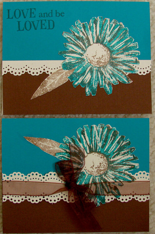 Teal and Brown flower cards for operation Write Home