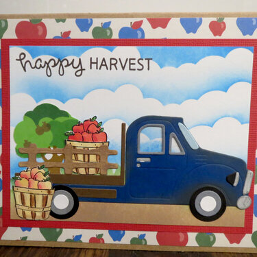 Happy Harvest Blue Truck card - Apples