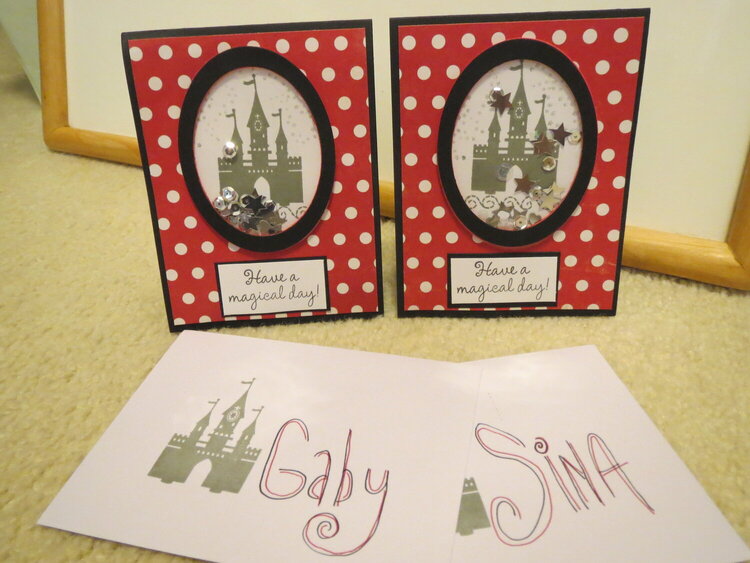 Castle Shaker card for twins with envelopes
