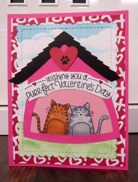 Cat Valentine Card in House