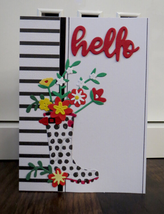 Wellies Hello Card red