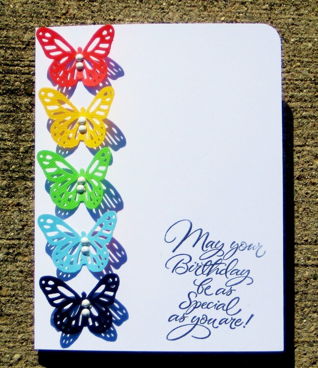 Rainbow butterfly birthday card