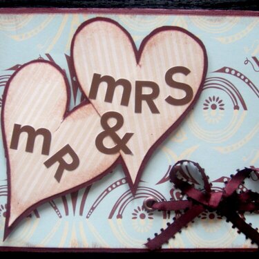 brown and teal wedding card