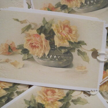 Shabby Floral Bouquet Roses Gift Tags