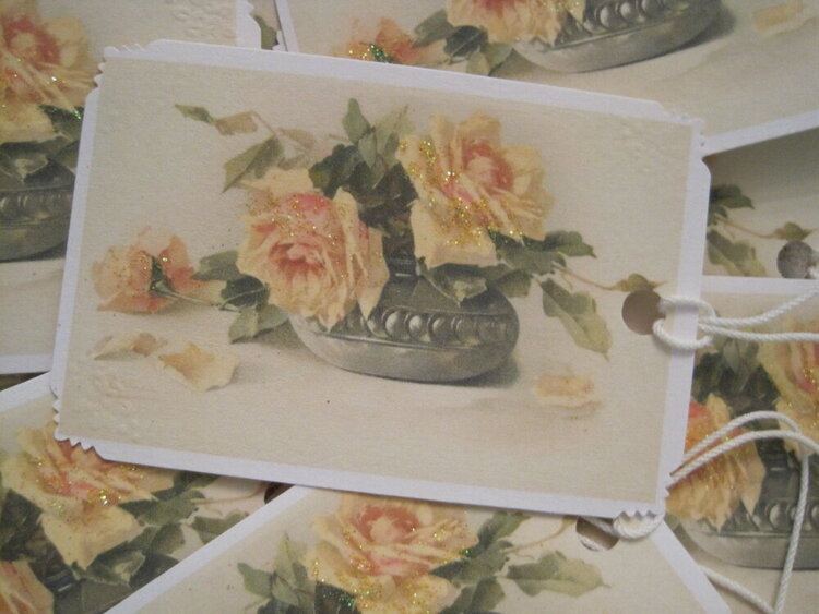 Shabby Floral Bouquet Roses Gift Tags