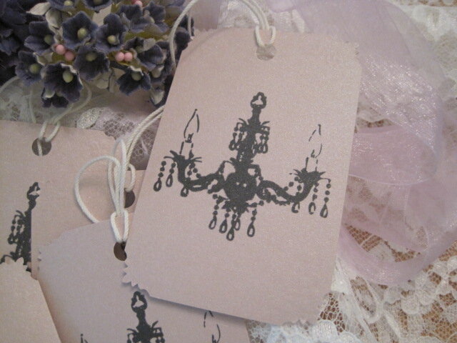 Pink Opalescent Chandelier Gift Tags