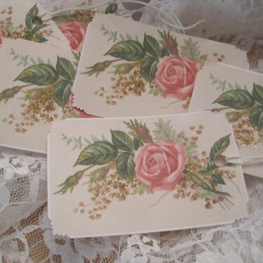 Shabby Floral Roses Bouquet Gift Tags