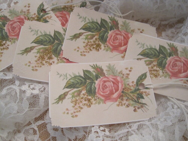 Shabby Floral Roses Bouquet Gift Tags