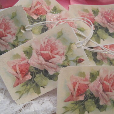 Shabby Pink Roses Gift Tags