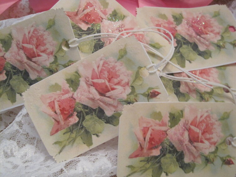 Shabby Pink Roses Gift Tags