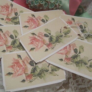 Shabby Pink Floral Roses Gift Tags